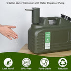 5 Gallon Water Jug, BPA-Free Portable Large Water Container, Emergency Water Storage for Outdoor Hiking, Camping, Backpacking