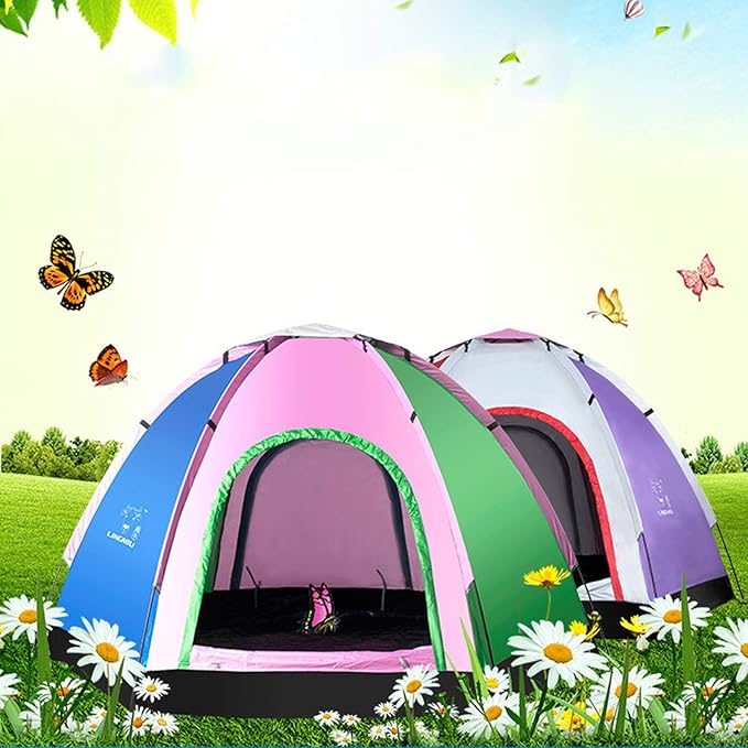 GeRRiT Family Tent with Awning, 2-6 Person Tunnel Tent, Outdoors Automatic Pop Up Beach Tent, Automatic Camping Backpacking Dome Shelter for Family, Festival, Hiking, Backpacking & Mountaineering