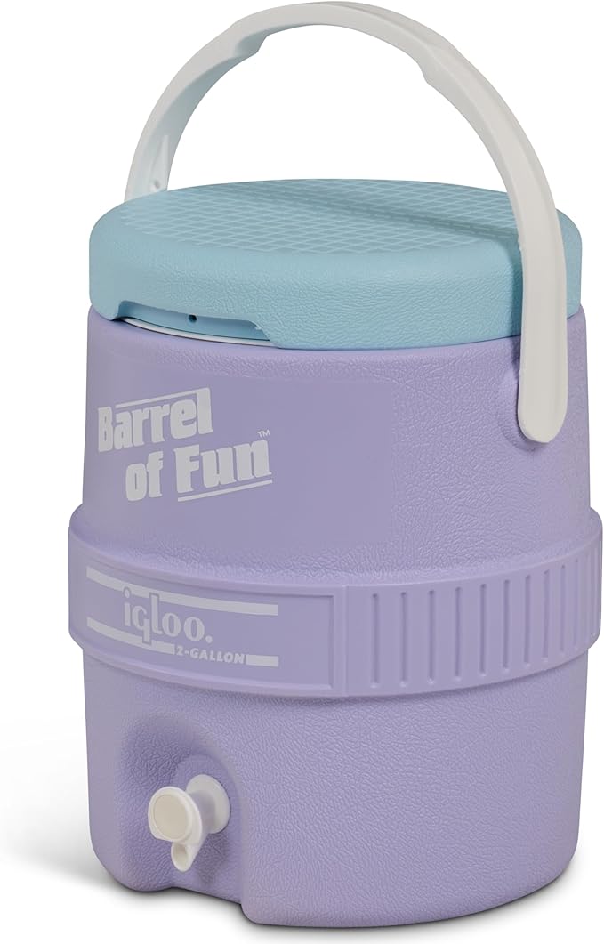 Igloo 2-Gallon Retro Party Water Jug Cooler, Lilac Breeze