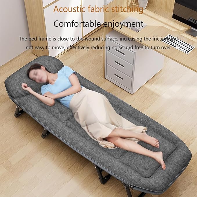Adult Camping Bed,6-Speed Adjustable Portable Sleeping Bed with Headrest Free Installation,Suitable for Outdoor Camping and Indoor Lunch Breaks (70.9x26in)