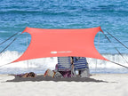 Beach Canopy Windproof Design, Sun Shelter UPF50+ Portable Family Tent with 6 Sandbags Anchors 8x8 FT 2 Pole Pop Up Outdoor Shelter for Beach, Camping, Fishing, Backyard