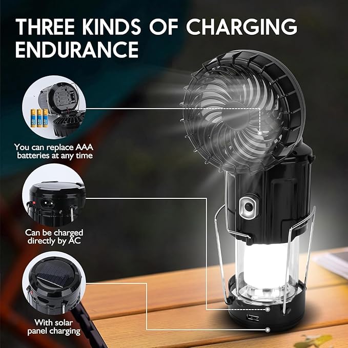 2026 Upgrade Solar Portable Lantern Rechargeable Fan - Collapsible Lightweight LED Camping Lantern for Power Outages Flashlight Survival Kits for Outdoor Tent Emergency Essentials Cool Gifts for Men