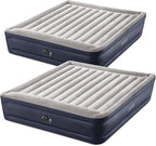Intex 2 Pack Dura Beam Plus Deluxe Airbed, Inflatable Blow Up Portable Air Mattress with Built-in Internal Air Pump, King-Sized Bed
