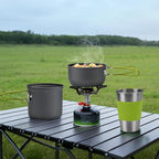 aiGear 8pcs Camping Cookware Mess Kit, Camping Pot and Pan Set with Mini Backpacking Stove, Stainless Steel Cup, Spork and Tank Bracket, Cooking Gear for Hiking Camping Outdoor Picnic