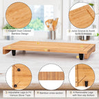 Bamboo Stovetop Cover&Countertop Cutting Board with Adjustable Legs, Dual-purpose Chopping Board for Electric Stove Burner, Workspace Block Cover for RV Camping Camper Gas