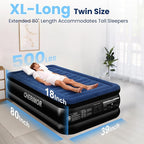 Twin XL Air Mattress with Built in Pump, Upgraded 80" Length, 18" Raised Twin Blow Up Mattress, Multi-Layer Leakproof & Support 500 lbs, 2-Min Fast Inflation Air Bed for Home Camping Guests