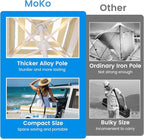 MoKo Beach Cabana, 8'×8' Large Beach Canopy with Side Wall, UPF 50+ Protection Easy Setup Beach Tent Sun Shelter, Adjustable Height Wind Resistant Cabana Beach Tent for Whole Family, Khaki Stripe
