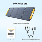VTOMAN VS220 Pro Portable Solar Panel 220W 48V, 23% Efficiency Foldable Solar Panel w/ IP67 Waterproof & MC-4 Anderson XT60 DC5521 Adapters & Adjustable Kickstands, Off-Grid Power for Home & Camping