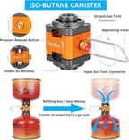 Sondiko Butane/Isobutane Refill Adapter, Fuel Transfer Device, Gas Converter Isobutane Canister Shifter, Gas Saver Plus for Fuel Canister, Backpacking Camping Stove, Burners