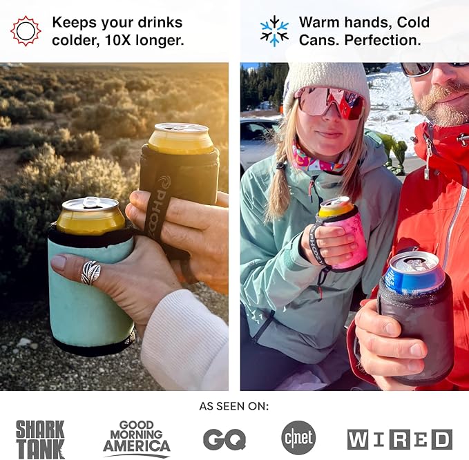 PHOOZY Insulated Can Cooler for Tall 16oz Cans with NASA-Inspired Technology - Patented Koozie That Keeps Drinks Cold 10x Longer - Lightweight Beer Koozie for Outdoor Adventures - Black Camo