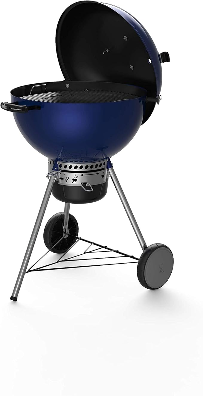 Weber Master-Touch Charcoal Grill, 22-Inch, Deep Ocean Blue – Premium Outdoor BBQ Grill with Tuck-Away Lid Holder & One‑Touch™ Cleaning System, Porcelain‑Enameled Kettle