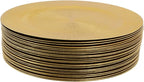 DYRABREST 100 Pcs Gold Charger Plates, 13 Inch Bulk Round Charger Plates Plastic Wedding Dinner Elegant Reusable for Table Setting Wedding Party Event Tabletop Setting Decor (Gold)