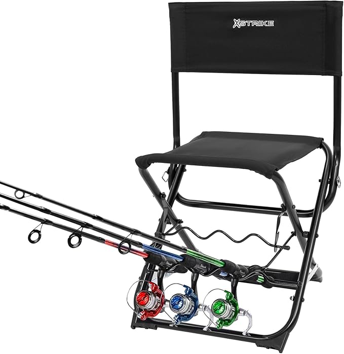 X Strike Portable Fishing Chairs Outdoor Folding Stool for Adults Portable Camping Chair for Ice Fishing,Hunting,Lawn,Patio,Garden,300LBS.