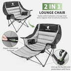 GEERTOP Oversized Padded Camping Chair for Adults with Removable Foot Rest Heavy Duty Extra Wide Compact Outdoor Folding Chair with Cup Holders 400lbs Capacity for Lawn Fishing Sports
