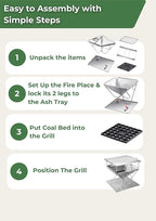 CAMPINGMOON 3 in1 Flatpack Portable Fire Pit Grill 16 inch Heavy Duty Stainless Steel Wood Burning Camping Stove Adjustable Height Backyard Outdoor Cooking RV Trips Carry Bag included MT-055