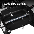 GT2007 Portable Tabletop Gas Grill, 12,000 BTU Output for Outdoor Camping, Foldable Legs, Piezo Ignition, Built-in Thermometer, for Tailgates and Camping Trips, Black