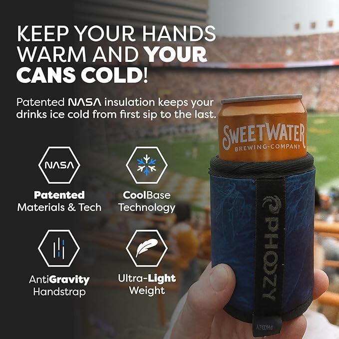 PHOOZY Insulated Can Cooler for 12oz Cans with NASA-Inspired Technology - Patented Can Cooler That Keeps Drinks Cold 10x Longer - Lightweight for Outdoor Adventures - Blue