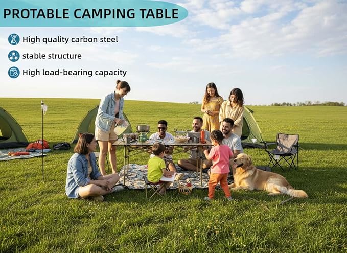 Camping Table，Portable Folding Table,with Carry Bag，Suitable for Indoor, Outdoor, Camping, Backyard, Party, Patio, The Yellow Camping Table at The Beach