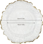 Charger Plates Set 12.6'' Round Embossed Dinner Plate Chargers Plastic Elegant Floral Plates for Dinner Wedding Party Event Table Kitchen Decoration 25Pcs (Gold-25Pcs)