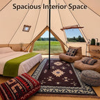 Bell Yurt Tent, Waterproof Luxury 4 Season Hot Tent with Stove Jack/Air Conditioner Vents/2 Skylight for Family Outdoor Camping Oxford Glamping Tents for All Year Living