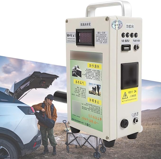 Hand Crank Generator w/Outlets U Type Hand Powered Generator, Portable Emergency Electric Camping Outdoor Home Use Lightweight Manual Generator,110V