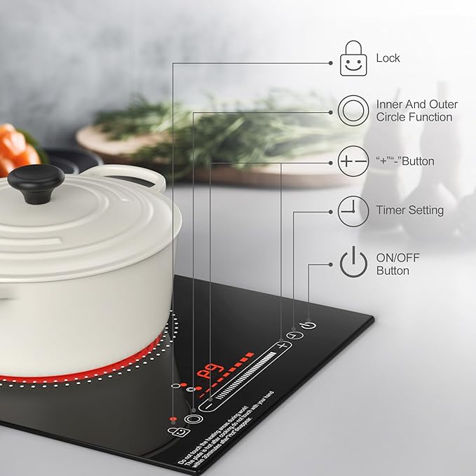 Single Burner Electric Cooktop, 110V1800W Electric Stove, LED Display with Touch Control, 11 Power Levels, Child Safety Lock and Timer, Overheat Protection.