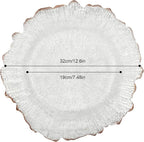 Charger Plates Set Round Embossed Dinner Plate Chargers Plastic Elegant Floral Plates for Dinner Wedding Party Event Table Kitchen Decoration 25PCS (Clear Gold 25pcs)