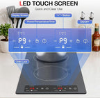 Double Induction Cooktop 110v-120v, GTKZW 2300W Electric Cooktop 20 inch Hot Plate Electric Stove Top with Plug in, Built-in and Countertop, 9 Power Levels, Timer & Safety Lock