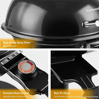 Electric Grill, Techwood Indoor/Outdoor Electric BBQ Grill, 1600W Portable Removable Stand Grill with Adjustable Heat & Drip Tray, Double Layer Design for Party, Patio & Backyard (Black)