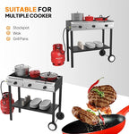 ROVSUN 3 Burner Outdoor Propane Burner with Ignition & Regulator, 225,000 BTU Powerful & Portable Gas Stove Outdoor Stand Cooker for Backyard Patio Cooking Home Camping Brewing Canning Turkey Frying