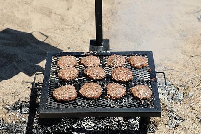 GameMaker Open Fire Cooking Grill – Portable Campfire Grill for Open Flame Cooking, Firepits, Outdoor Fire Rings & Camping – Heavy-Duty, Easy Setup & Adjustable Height