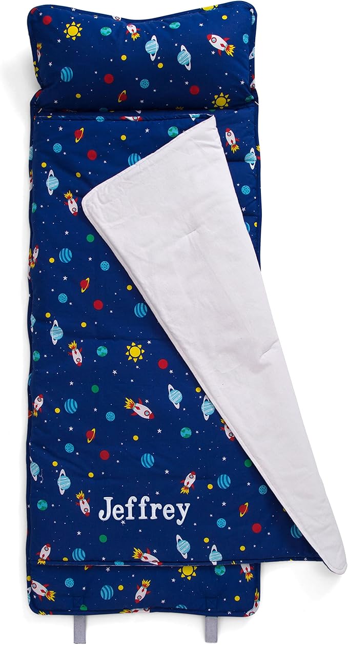 Delta Children Nap Mat - Includes Pillow & Blanket for Toddlers and Kids; Features Carry Handle w/Strap Closure and Name Tag; Rollup Design is Ideal for Preschool and Daycare; Personalization Optional