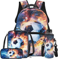 Soccer Backpack with Lunch Box Lightning Bookbag Fashion Lightweight Bookbag for Boys 8-12 with Lunch Box 4 Piece School Bag for Boys 10-12 Outdoor Camping Travel Daypack