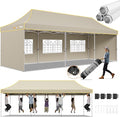 Hoteel 10x30 Pop Up Canopy Tent Heavy Duty with 5 Sidewalls, Waterproof Party Tent, Easy Set-up Commercial Instant Tents with Roller Bag & Sandbags, Hexagonal Leg (1-Year Warranty)
