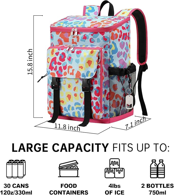 DYSHAYEN Cooler Backpack,Lightweight Backpack Cooler Insulated Leak Proof,30 Cans Soft Cooler Bag for Beach,Camping,Beach,Picnic,Lunch