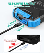 BLAVOR Solar Power Bank 10,000mAh, Portable Wireless Charger, 20W Fast Charging External Battery Pack with USB C for Cell Phones, Solar Panel Charging with Dual Flashlight for Camping