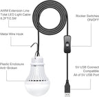 USB LED Light Bulb Camping Latern Outdoor Light with Simple Switch, Portable LED Bulb 5V 5W for Garage Warehouse Car Truck Fishing Boat Outdoor Emergency Light White Lamp 2.5m/8.2ft…