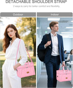 Rnivvi Lunch Box for Women, Double Decker Insulated Cooler Bag Lunch Bag Reusable Leakproof Tote Lunch Container with Strap for Work Family Picnic Hiking Camping, 18 Cans 12L, Large Adults, Pink