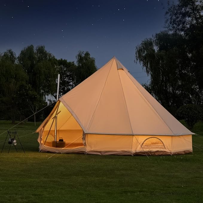 Oxford Bell Tent for Family Camping - Spacious 13.1ft /16.4ft Yurt with Stove Jack, Large Glamping Tents for 4-8 People, 4 Season Oxford Hot Tent Shelter