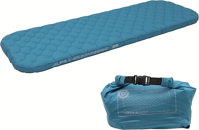 ALPS Mountaineering Trailblazer Insulated Sleeping Pad – Lightweight Backpacking Air Pad with R-Value 8, Cold-Weather Insulation, Compact Pack Size & Pump Sack for Camping and Backcountry Travel