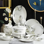 Dinnerware Set Dinner Party Tableware Service Set Ceramics Dinnerware Sets, Porcelain Cereals Bowls/Steak Plates/Soup Pot | 50 Pieces Chinese Style Bone China Dinner Combination Se