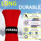 VVAAGG 1000 Red Paracord100FT Utility Parachute Cord 4mm Nylon String12 Strand Nylon Camping Rope, Tent Rope, Clothsline Rope for Survival & Camping Gear