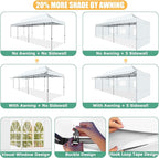 COBIZI 10x30 Pop Up Canopy Tent with Awning,Heavy Duty Canopy UPF 50+ All Season Wind Waterproof Commercial Outdoor Street Vendors Party Tents for Parties Canopy with Roller Bag(10 x 30 ft White)