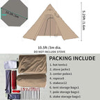 DANCHEL OUTDOOR Backpacking Hot Tent w/Stove Jack, Portable Tipi Tent with T6 Titanium Folding Wood Stove for 1-4 Person Winter Camping Hunting,3m/4m
