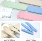 4 Sets Portable Utensils Set with Case, Travel Utensils Fork and Spoon Set for Lunch Box Accessories, Reusable Lunch Utensils Set for Work, Travel Accessories Camping Utensil Set and Home Use