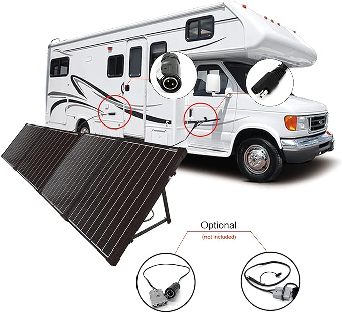 ACOPOWER 200W Portable Solar Panel Kit, Waterproof 20A Charge Controller for 12V Battery and Solar Generator for RV, Camper Trailer& Marine Black