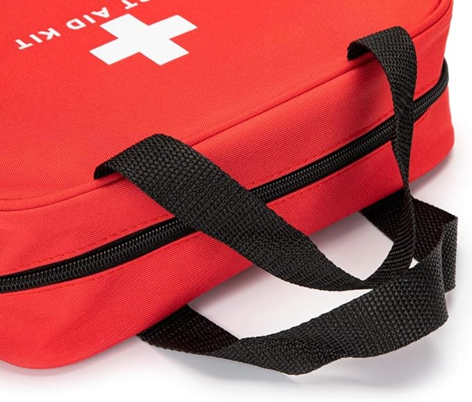Red First Aid Bag Empty Travel Rescue Pouch First Responder Storage Medicine Emergency Bag for Car Home Office Kitchen Sport Outdoors (Red with Zippered Mesh Bags)