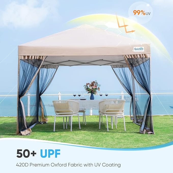 Quictent Pop up Canopy Tent with Mosquito Netting, Easy Set up Screened Gazebo House Room Tent Portable & Waterproof for Patio, Backyard, Camping Or Outdoor Use