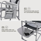 EVER ADVANCED Aluminum Lightweight Folding Director Chair, 350lbs Heavy Duty Camping Chair with Side Table & Storage, 19" Joint-Friendly Height Easy to Stand, Portable Makeup Artist & Vendor Chair