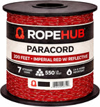 RopeHub 550 Paracord – 7 Strand Core Nylon Parachute Cord, 550 lb Test – Durable Utility Cord for Camping, Survival, DIY, Gear, Tents, Tarps – Multiple Colors & Lengths
